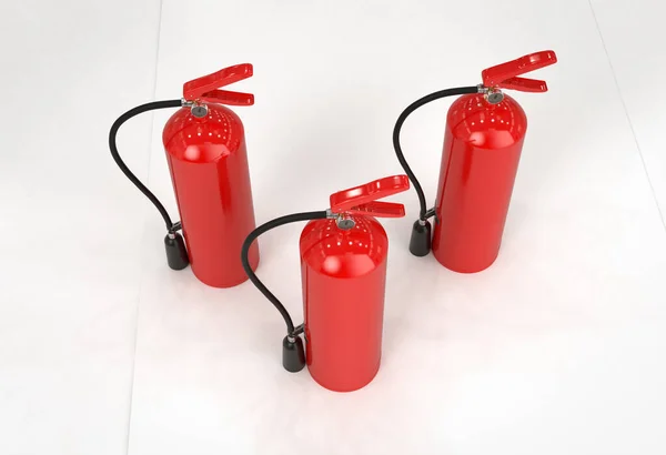 Rendering Group Fire Extinguishers White Background — Stock Photo, Image