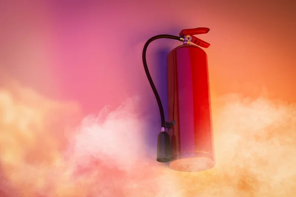Renderizado Extintor Incendios Pared Con Humo — Foto de Stock