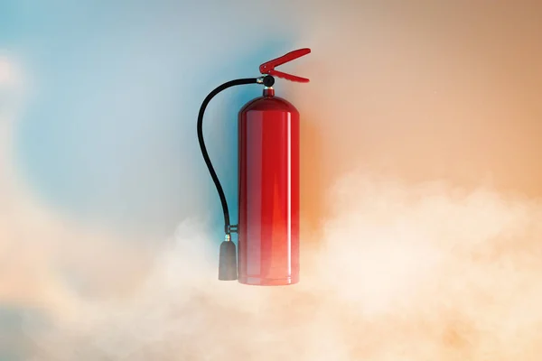 Renderizado Extintor Incendios Pared Con Humo — Foto de Stock