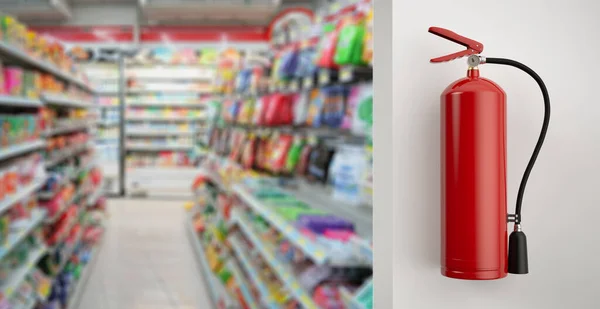 Rendering Fire Extinguisher Hanging Wall Retail Shop — Stock Photo, Image