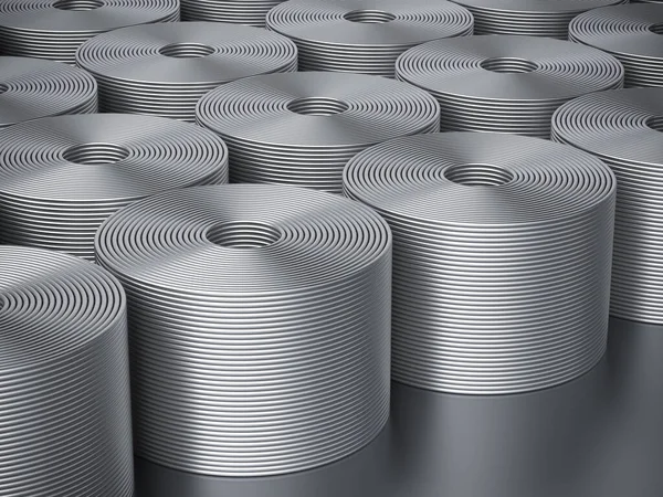 Rendering Group Rolls Metal Wire Steel Cable — Stock Photo, Image