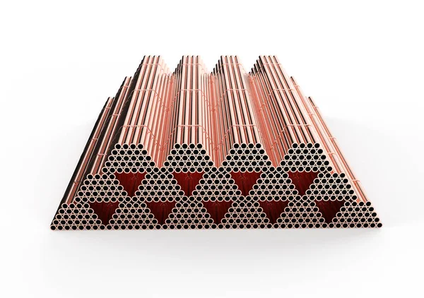 Rendering Heap Shiny Copper Pipes — Stock Photo, Image