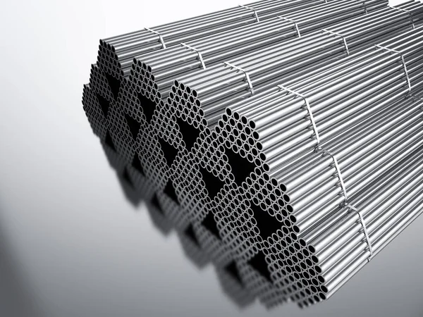 Rendering Heap Shiny Metal Pipes — Stock Photo, Image