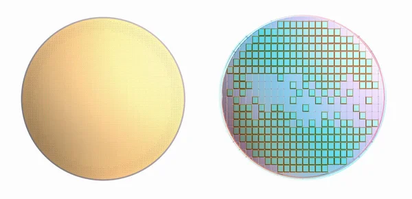 Rendering Silicon Wafer Plates Semiconductor Manufacturing Isolated White — Stock Photo, Image