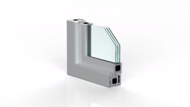 3d upvc pencere profili çerçevesi 4k görüntüsü oluşturuluyor