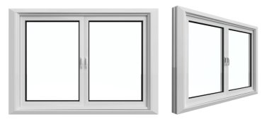 3d renklendirme beyaz upvc pencere profili çerçevesi beyaz üzerine izole edildi