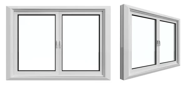 Renderização Branco Upvc Janela Perfil Quadro Isolado Branco — Fotografia de Stock