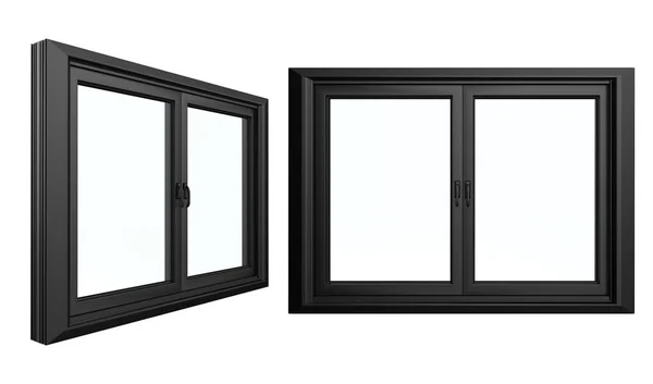 Rendering Black Upvc Window Profile Frame Isolated — Stock Photo, Image