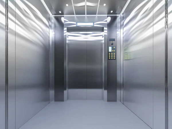 Трехмерный Металлический Лифт Дверь Пассажирского Лифта Открыта — стоковое фото