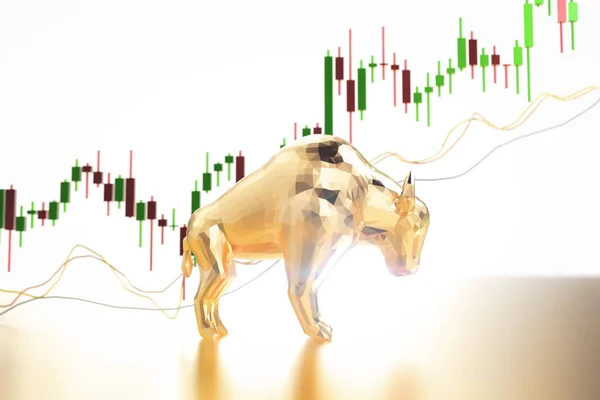 Bull Bear Economy Concept Rendering Bull Bear Confront — Stock Photo, Image