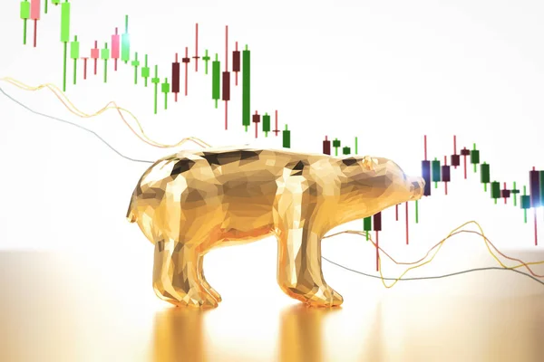 Bull Bear Economy Concept Rendering Bull Bear Confront — Stock Photo, Image