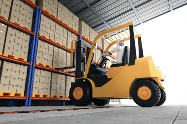 Depoda 3D robot forklift ile otomasyon depolama yönetimi