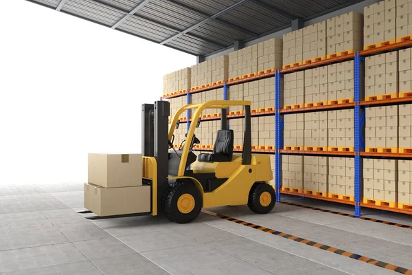 Rendering Forklift Warehouse — Zdjęcie stockowe