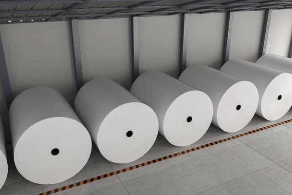 Renderelés Fehér Papír Tekercs Gyárban — Stock Fotó
