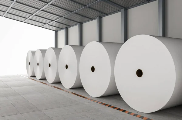 Rendering White Paper Roll Factory — Stockfoto