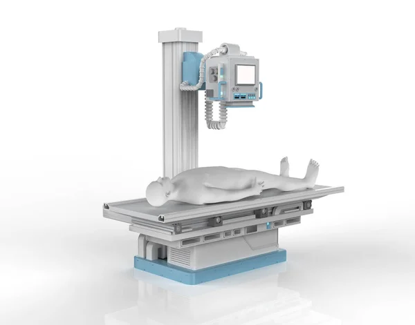 Rendering Ray Treatment Ray Scanner Machine Model Patient — Zdjęcie stockowe