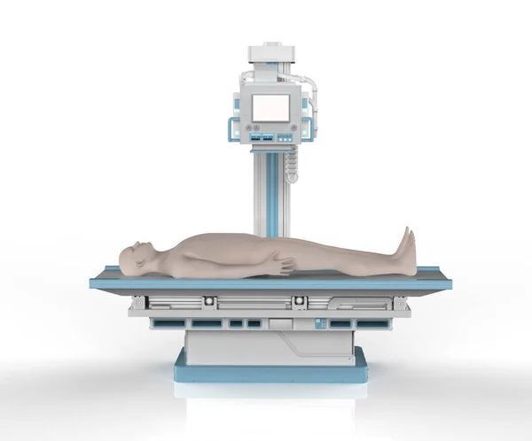 Rendering Ray Behandeling Met Ray Scanner Machine Model Patiënt — Stockfoto