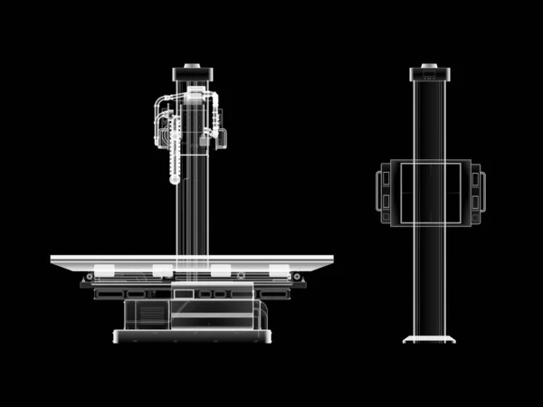 Rendu Machine Scanner Rayons Wireframe Plan Pour Traitement Radiologie — Photo