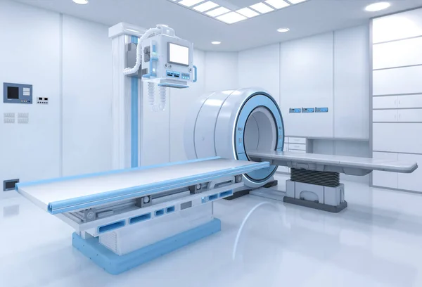 Hospital Radiology Room Rendering Mri Scanner Ray Machine — Fotografia de Stock