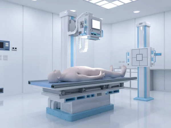 Rendering Ray Treatment Ray Scanner Machine Model Patient — Stock Photo, Image