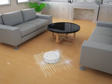 Çalışma alanı üzerine 3D robot elektrikli süpürge ya da tarayıcı görüntüleme sensörü