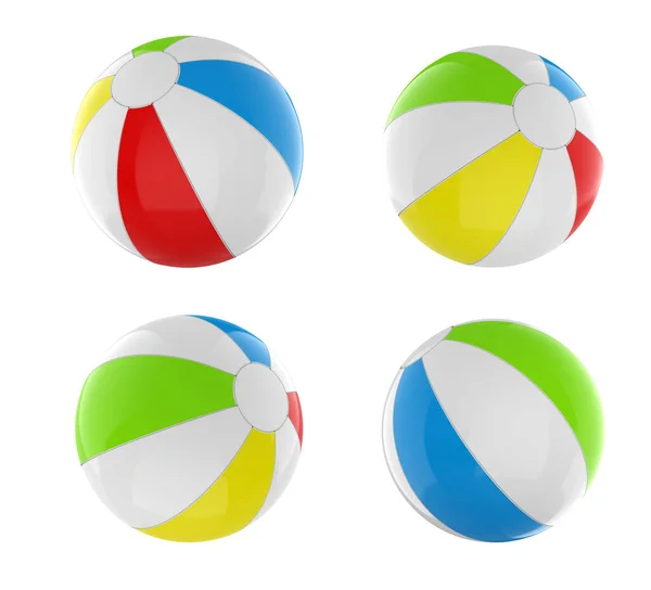 Rendering Set Colorful Beach Balls Isolated White Background — Stock Photo, Image