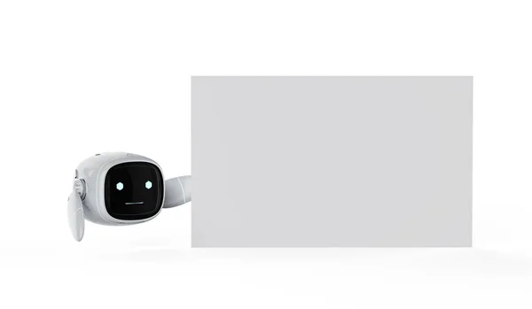 Rendering Cute Assistant Artificial Intelligence Robot Leg Blank White Space — Stock Photo, Image