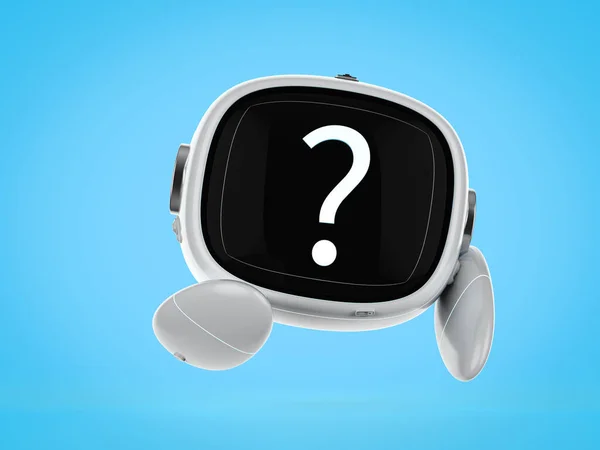 Rendering Cute Assistant Artificial Intelligence Robot Leg Question Mark — Stock Photo, Image
