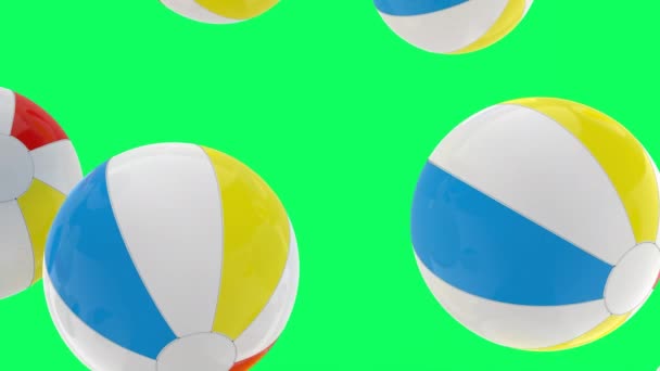 Rengarenk Plaj Topu Yeşil Ekran Görüntülere Düşüyor — Stok video