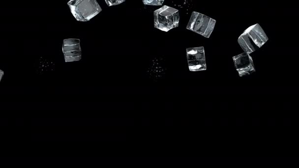 Cuburi Gheață Care Cad Fundal Negru Imagini — Videoclip de stoc