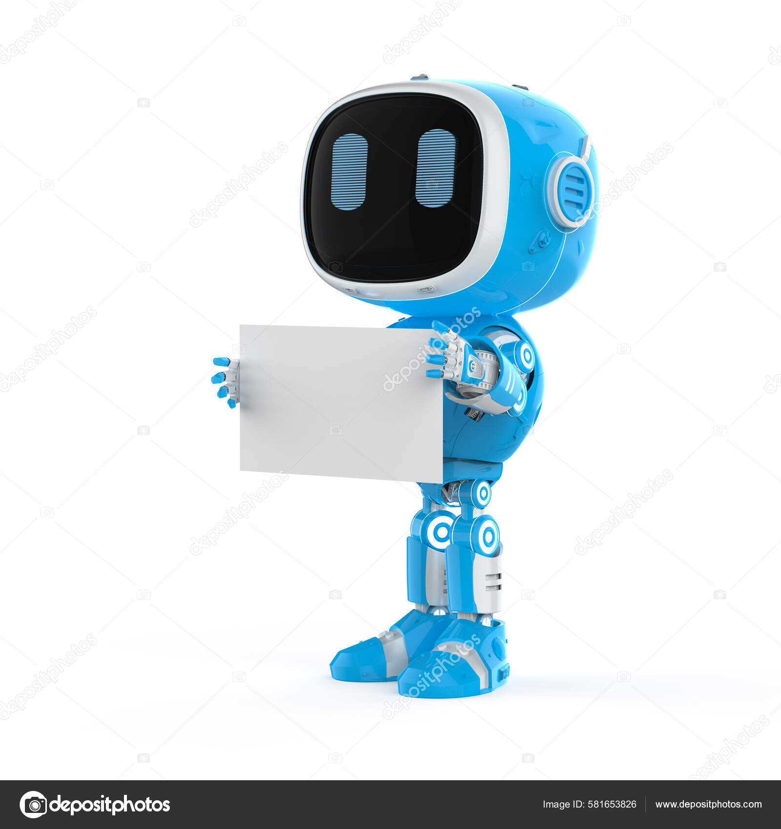 Rendering Cute Small Artificial Intelligence Assistant Robot