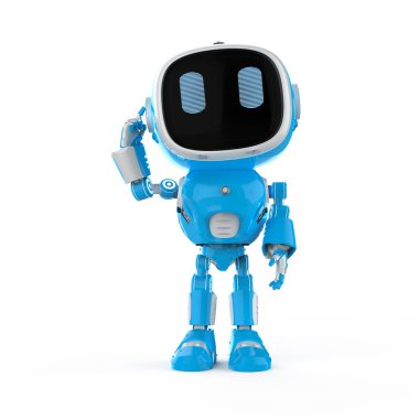 Çizgi film karakteri olan sevimli ve küçük yapay zeka asistanı robot.