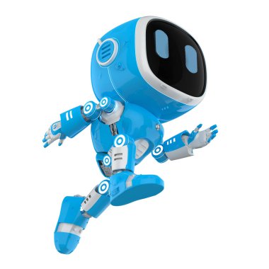 3D görüntüleme şirin ve küçük yapay zeka asistanı robot yürüyüşü