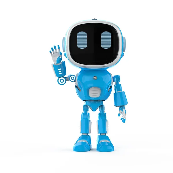 Redarea Drăguț Mic Robot Asistent Inteligență Artificială Personaj Desene Animate — Fotografie, imagine de stoc