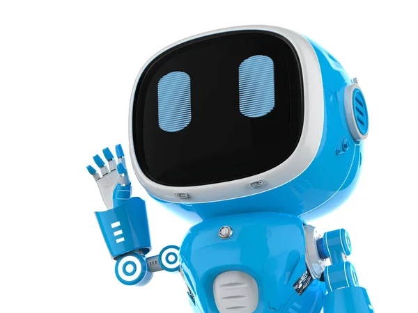 Renderização Bonito Pequeno Robô Assistente Inteligência Artificial Com Mão Personagem — Fotografia de Stock