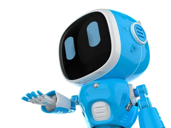 Vykreslování Roztomilé Malé Umělé Inteligence Asistent Robot Kresleným Charakterem Otevřené — Stock fotografie