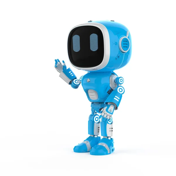 Rendering Cute Small Artificial Intelligence Assistant Robot Cartoon Character Hand — Stock Photo, Image