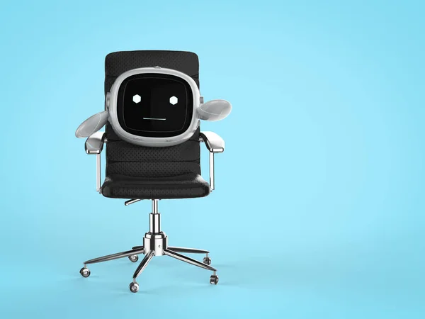 Ofiste Çalışan Sevimli Küçük Asistan Robotlar Ofis Sandalyesinde Otururlar — Stok fotoğraf