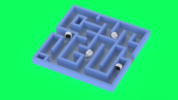 Rendering Cute Small Robot Maze Footage — Stock video