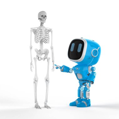 Medical technology concept with 3d rendering small artificial intelligence assistant robot for orthopedic surgery