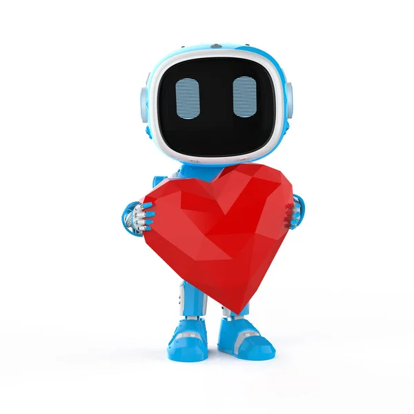 Automation Matchmaker Concept Rendering Blue Robot Hold Red Heart — Stockfoto