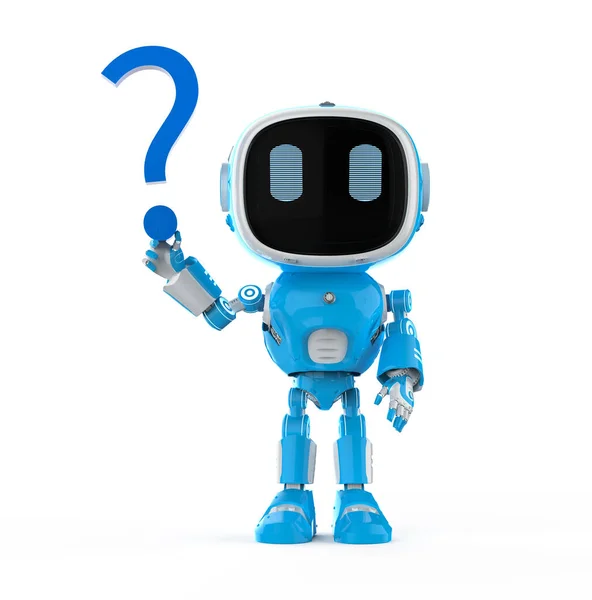 Automation Customer Support Concept Rendering Assistant Robot Question Mark — Stock Fotó