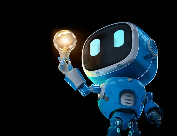 Creativity Concept Rendering Blue Robotic Assistant Artificial Intelligence Robot Hold — Stock Fotó