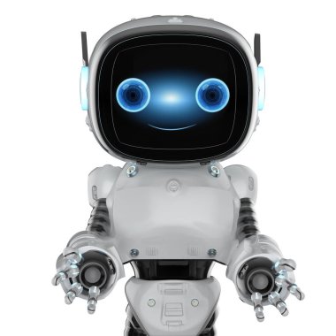 Çizgi film karakteri olan sevimli ve küçük yapay zeka asistanı robot.