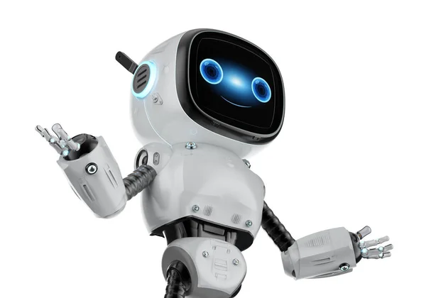 Rendering Cute Small Artificial Intelligence Assistant Robot Cartoon Character Extend — Stock Fotó
