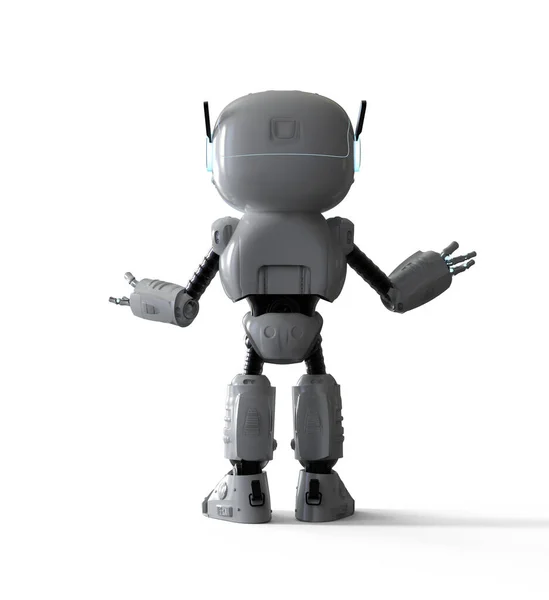 Vykreslování Zadní Pohled Roztomilé Malé Umělé Inteligence Asistent Robot Kresleným — Stock fotografie