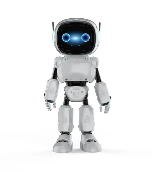Rendering Cute Small Artificial Intelligence Assistant Robot Cartoon Character Full — 스톡 사진