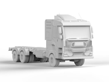 3d rendering white logistic trailer truck or lorry model on white background