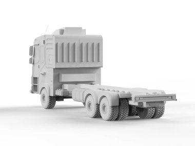 3d rendering white logistic trailer truck or lorry model on white background