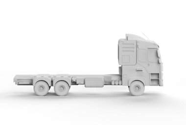 3d rendering white logistic trailer truck or lorry model on white background